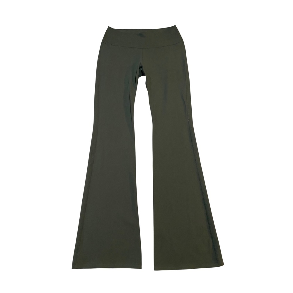 Uniqlo Airism Flare Leggings Olive Green High Waisted Active Pants Womens Size M